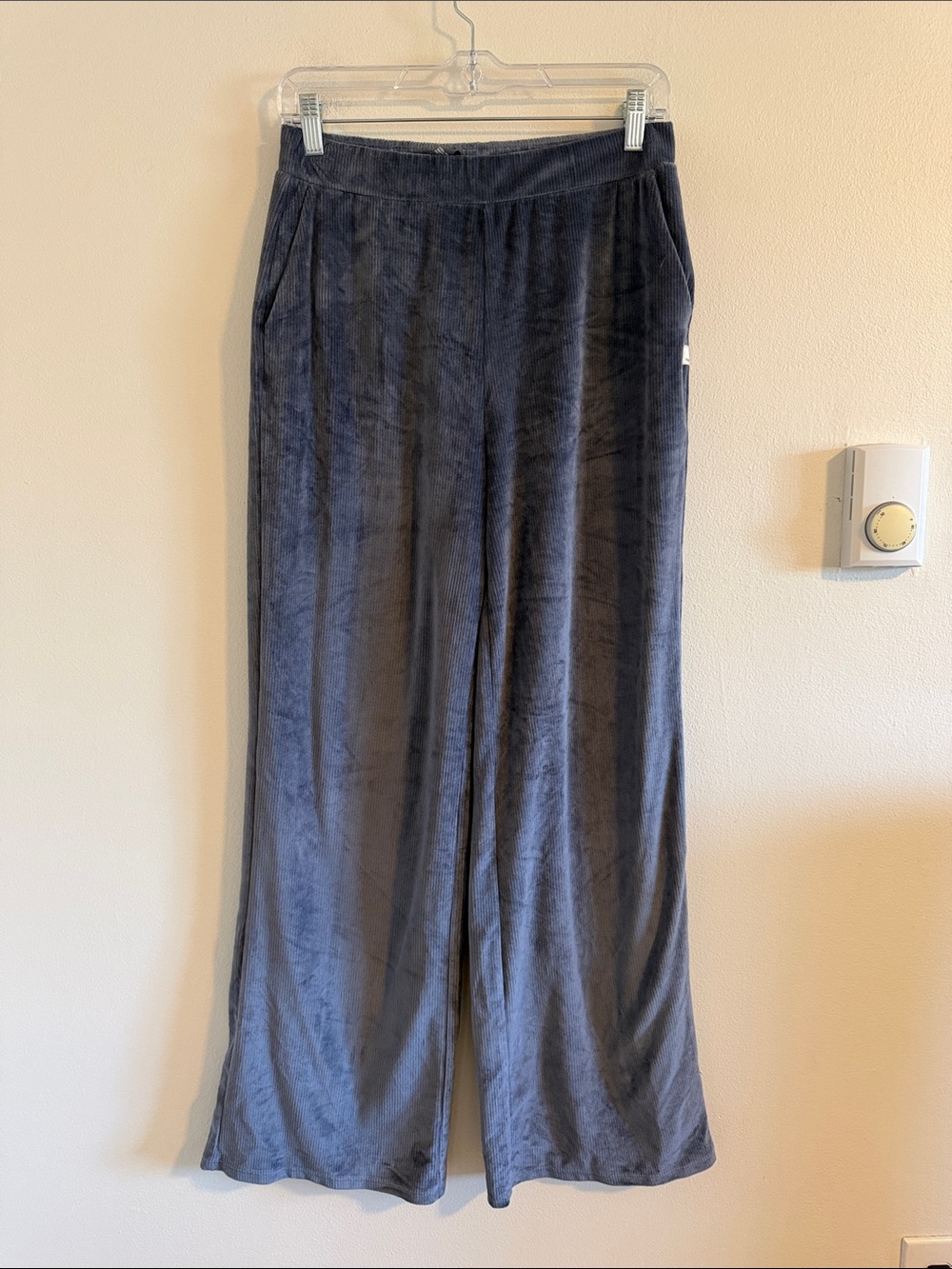 Vuori Haven Wide Leg Pants Women's Size Small Ribbed Velour High Rise Azure Blue - Picture 3 of 9